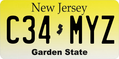 NJ license plate C34MYZ