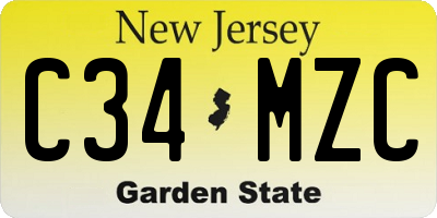 NJ license plate C34MZC