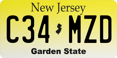 NJ license plate C34MZD