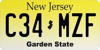 NJ license plate C34MZF