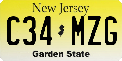 NJ license plate C34MZG