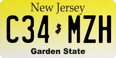 NJ license plate C34MZH