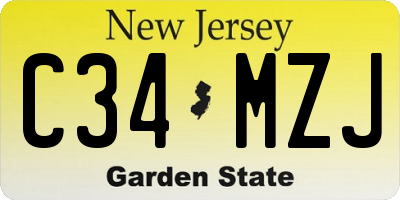 NJ license plate C34MZJ