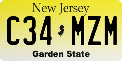 NJ license plate C34MZM