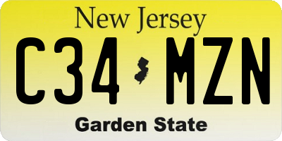 NJ license plate C34MZN