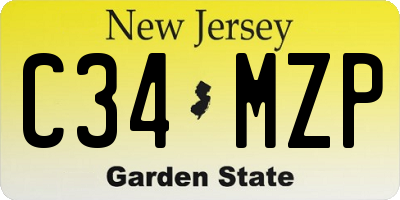 NJ license plate C34MZP