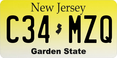 NJ license plate C34MZQ