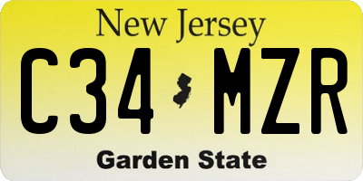 NJ license plate C34MZR