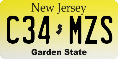 NJ license plate C34MZS