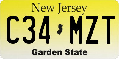NJ license plate C34MZT