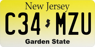 NJ license plate C34MZU