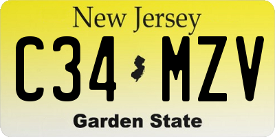 NJ license plate C34MZV