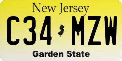 NJ license plate C34MZW