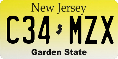 NJ license plate C34MZX