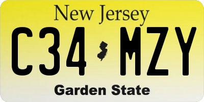 NJ license plate C34MZY