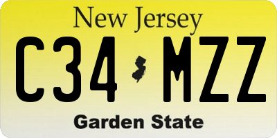 NJ license plate C34MZZ