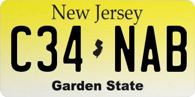 NJ license plate C34NAB