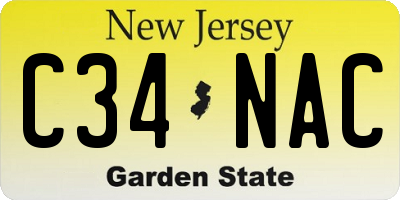 NJ license plate C34NAC