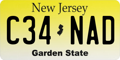 NJ license plate C34NAD