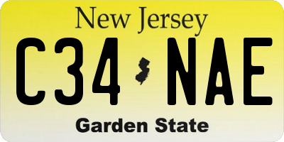 NJ license plate C34NAE
