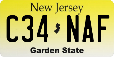 NJ license plate C34NAF