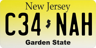 NJ license plate C34NAH