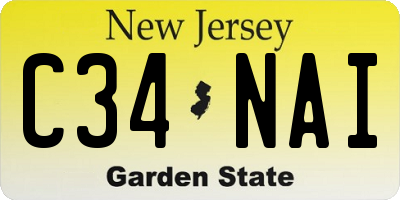 NJ license plate C34NAI