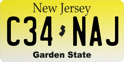 NJ license plate C34NAJ