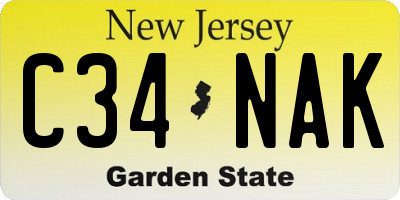 NJ license plate C34NAK