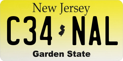 NJ license plate C34NAL
