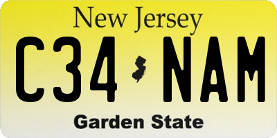 NJ license plate C34NAM