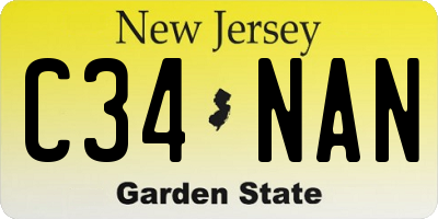 NJ license plate C34NAN