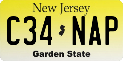 NJ license plate C34NAP