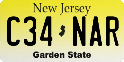 NJ license plate C34NAR
