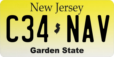 NJ license plate C34NAV