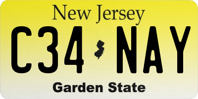 NJ license plate C34NAY