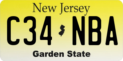 NJ license plate C34NBA
