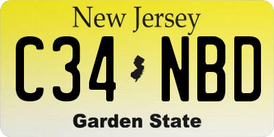 NJ license plate C34NBD