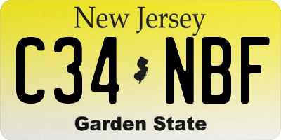 NJ license plate C34NBF