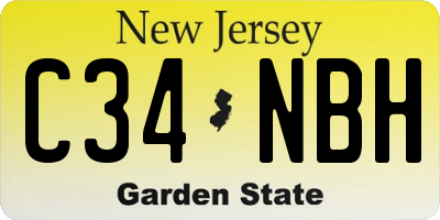 NJ license plate C34NBH