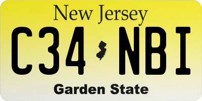 NJ license plate C34NBI