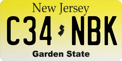 NJ license plate C34NBK