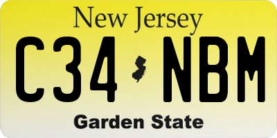 NJ license plate C34NBM
