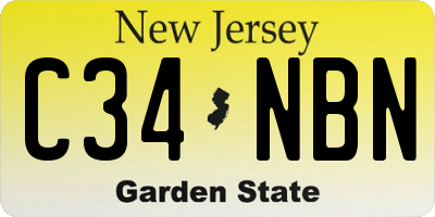 NJ license plate C34NBN