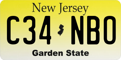 NJ license plate C34NBO