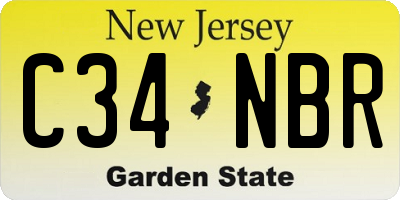 NJ license plate C34NBR