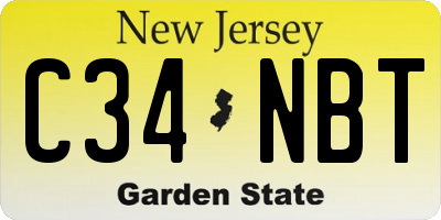 NJ license plate C34NBT