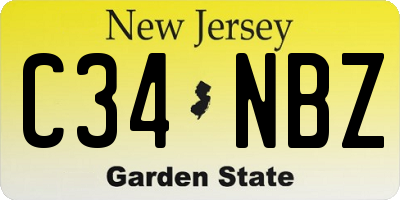 NJ license plate C34NBZ