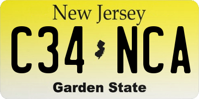 NJ license plate C34NCA