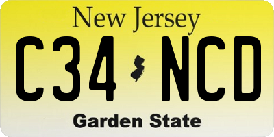 NJ license plate C34NCD